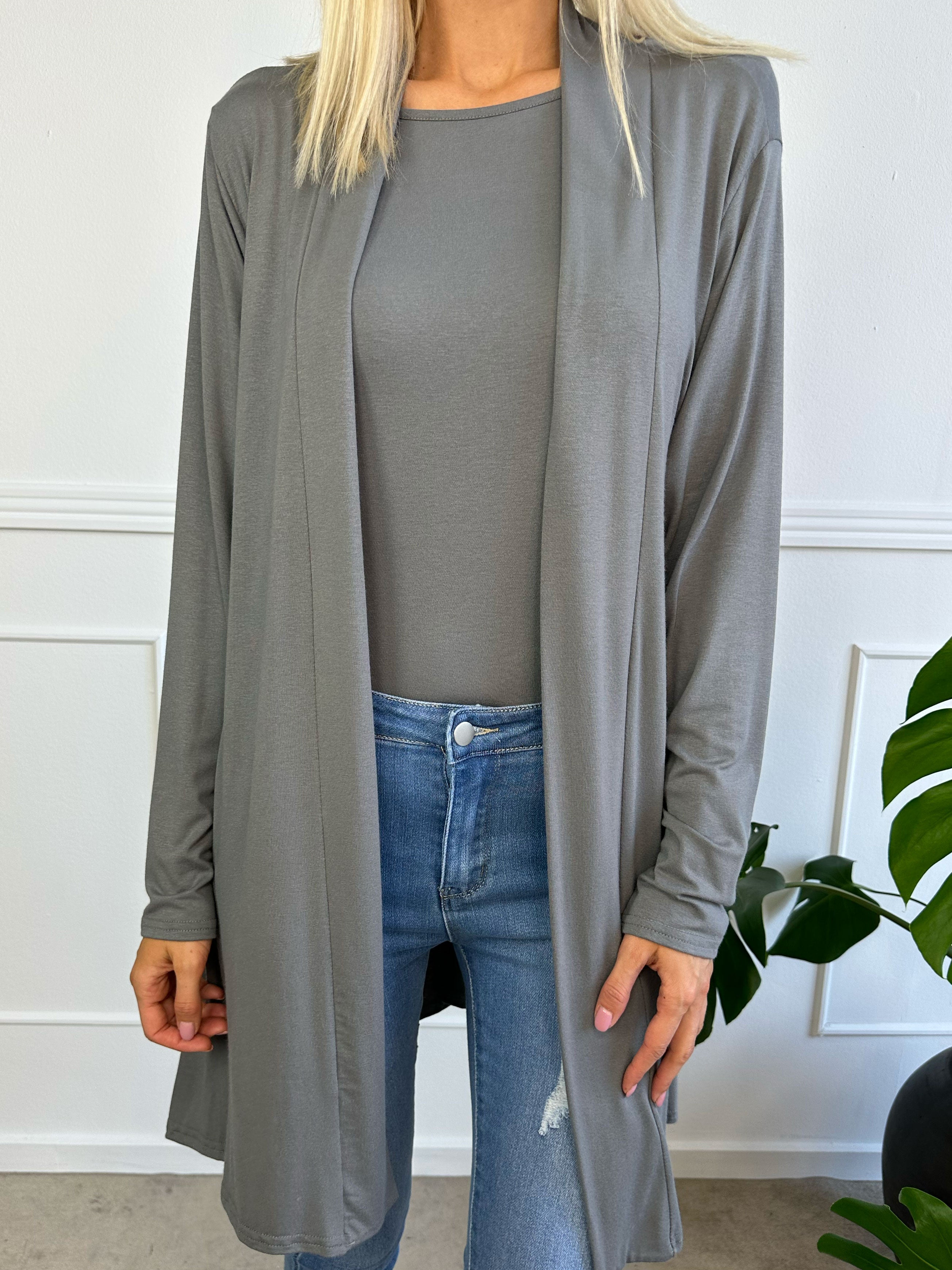 Rosa - Basis cardigan i jersey stof (bestseller)